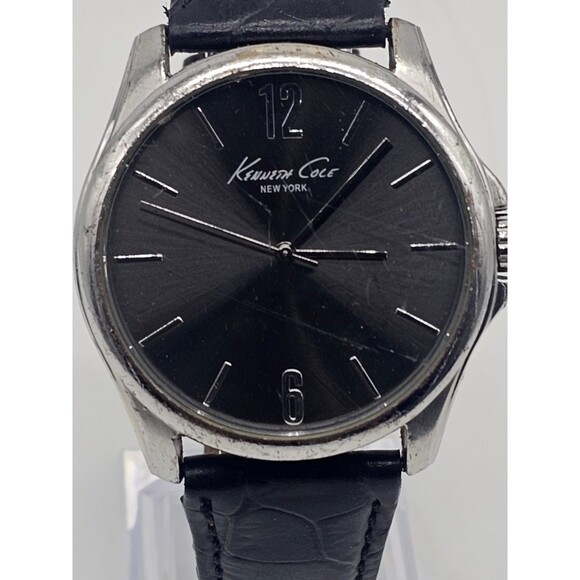 Kenneth Cole New York KCW1039 Men's Black Dial Leather Watch + FREE Ladies Watch - Picture 9 of 15
